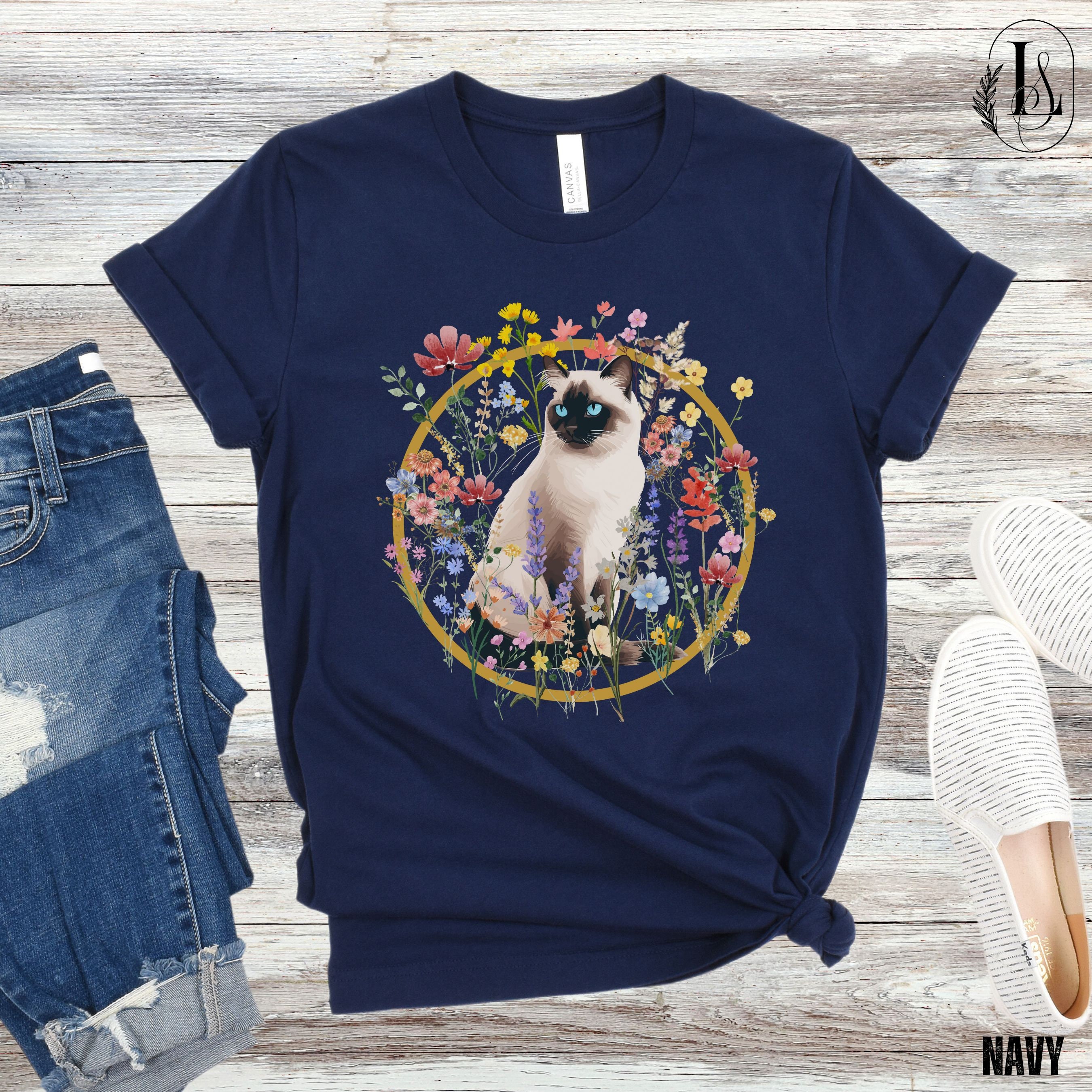 Siamese Cat Shirt, Floral Cat Shirt for Women, Siamese Cat Gift for Mom ...