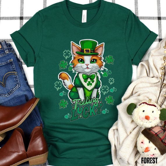 Cat Shamrock St Patricks Day Cat Meowy Irish Gift T-Shirt Cat Shamrock St Patricks Day Cat Meowy Irish Gift T-Shirt
