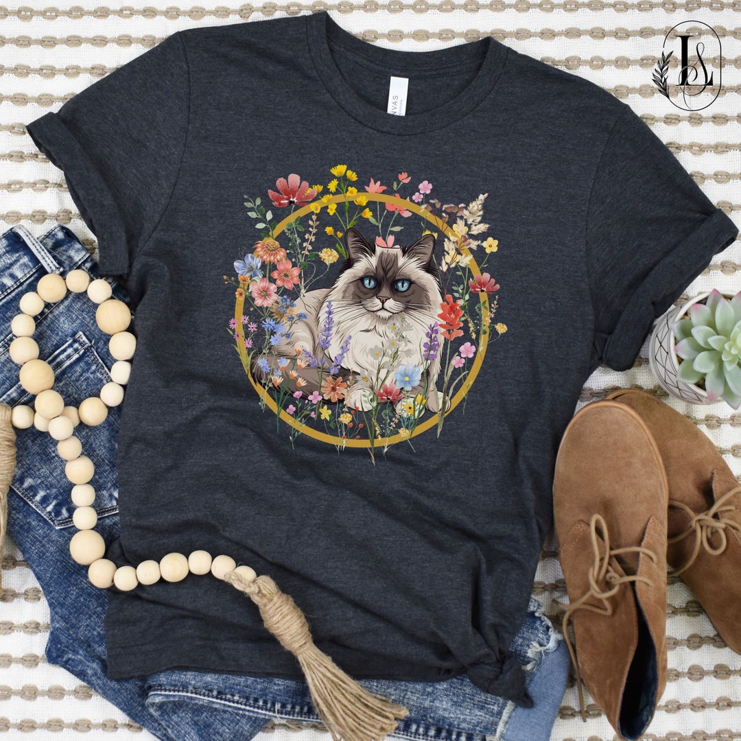 Ragdoll Cat Shirt, Floral Ragdoll Cat Shirt for Women, Ragdoll Cat Gift ...