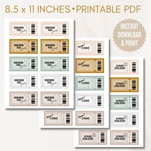 Printable Classroom Reward Coupons Homework Pass Coupons Extra Credit Classroom Coupons Digital Coupon