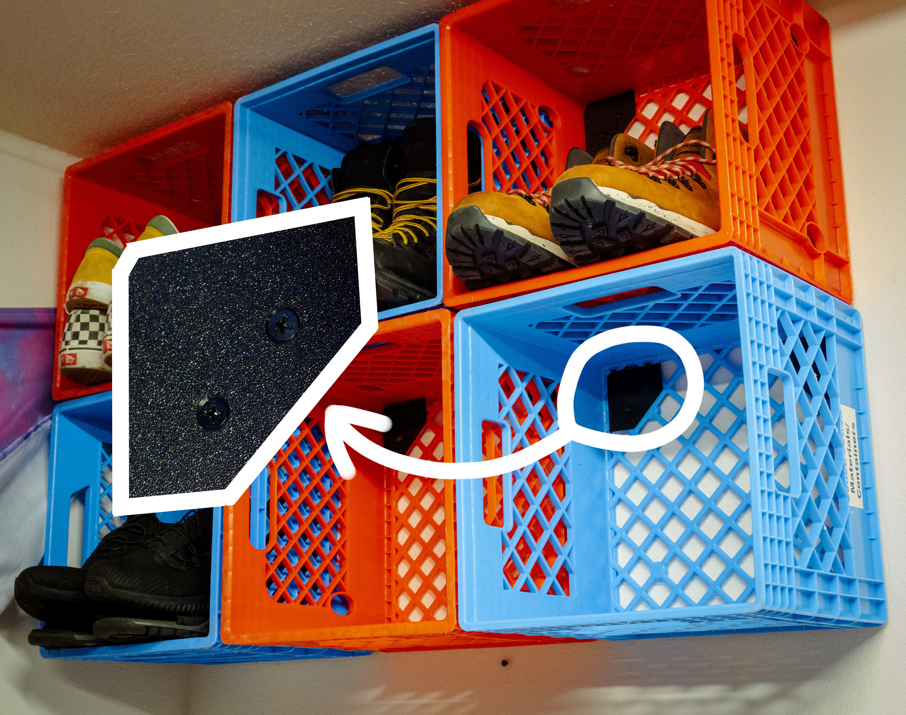 Milk crate wall shelves discount