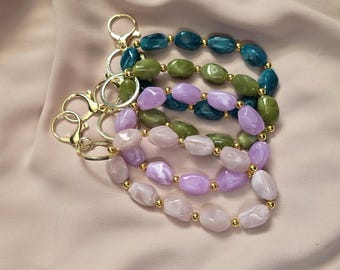 Llavero de pulsera vintage de acrílico con cuentas – Accesorio de correa estilo boho