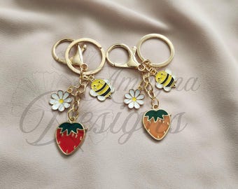 Strawberry Keychain: Coquette Charms, Fruit Trinkets