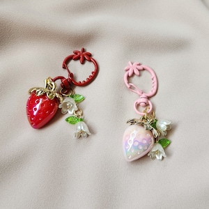 Strawberry keychain/usb charm/cute keychains/womens accessories/strawberries/girls keycain/kawaii charms