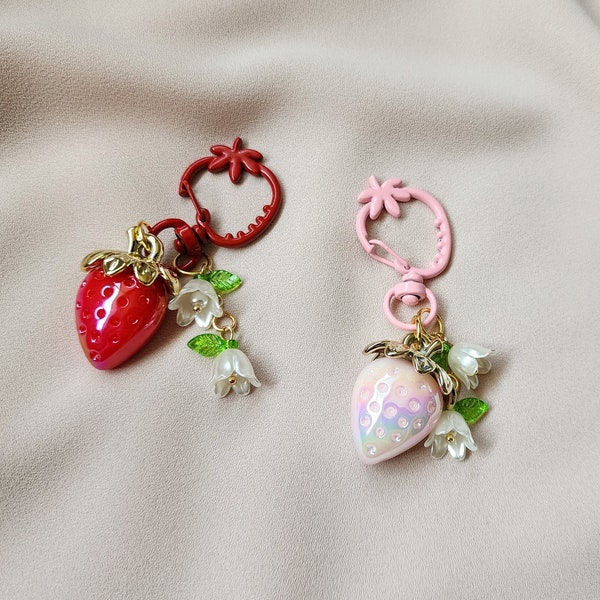 Strawberry keychain/usb charm/cute keychains/womens accessories/strawberries/girls keycain/kawaii charms