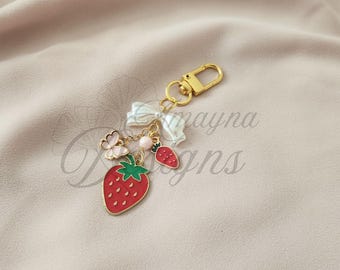 Strawberry Keychain: Coquette Fruit Charms, Backpack Accessory