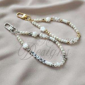 Personalized beaded chain/ocean charms/bridesmaid gifts/beach keychain/ocean themed gifts/pearl wristlet/ocean themed/phone wristlet