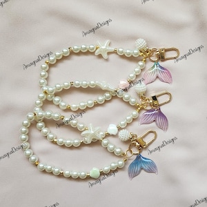 Mermaid themed/beaded chain/seaside/bridal/Car shift charms/cute keychain/unique ocean charms/backpack/ocean theme/mermaid/bridesmaid