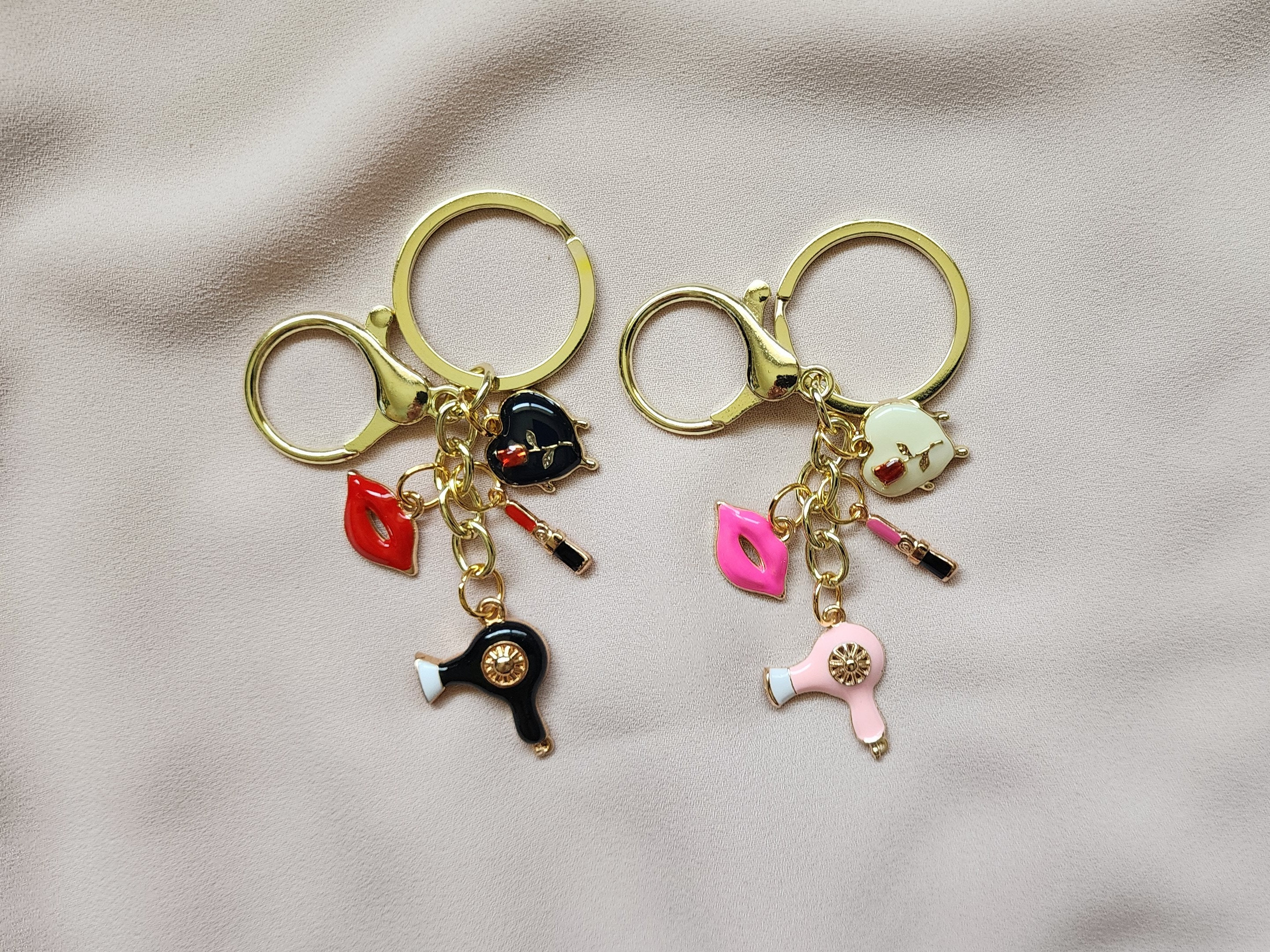 Hair stylist gifts/nail tech gifts/aesthetician gifts/make up artist gifts/cosmetologist gifts/blow dryer charm/lip charm/nail charm