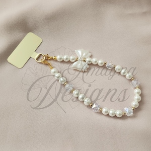 Perla/teléfono/accesorios para teléfono celular/abalorio de teléfono desmontable/correa para teléfono/abalorio de teléfono deslumbrante, lindos regalos/regalos para ella/muñequera de cristal/correa