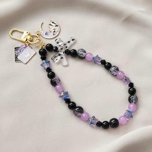 Phone charms/black and purple/Gothic/moon crest/halloween/gifts for her/dark/midnight/accessories/tarot charms/purple/punk/goth/twilight/emo