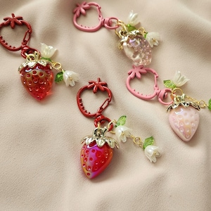 Strawberry keychain/usb charm/cute keychains/womens accessories/strawberries/girls keycain/kawaii charms