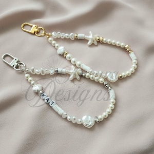 Pearl Keychain/ocean charms/bridesmaid gifts/beach keychain/mermaid keychain/ocean themed gifts/handbag charms/ocean themed/phone wristlet
