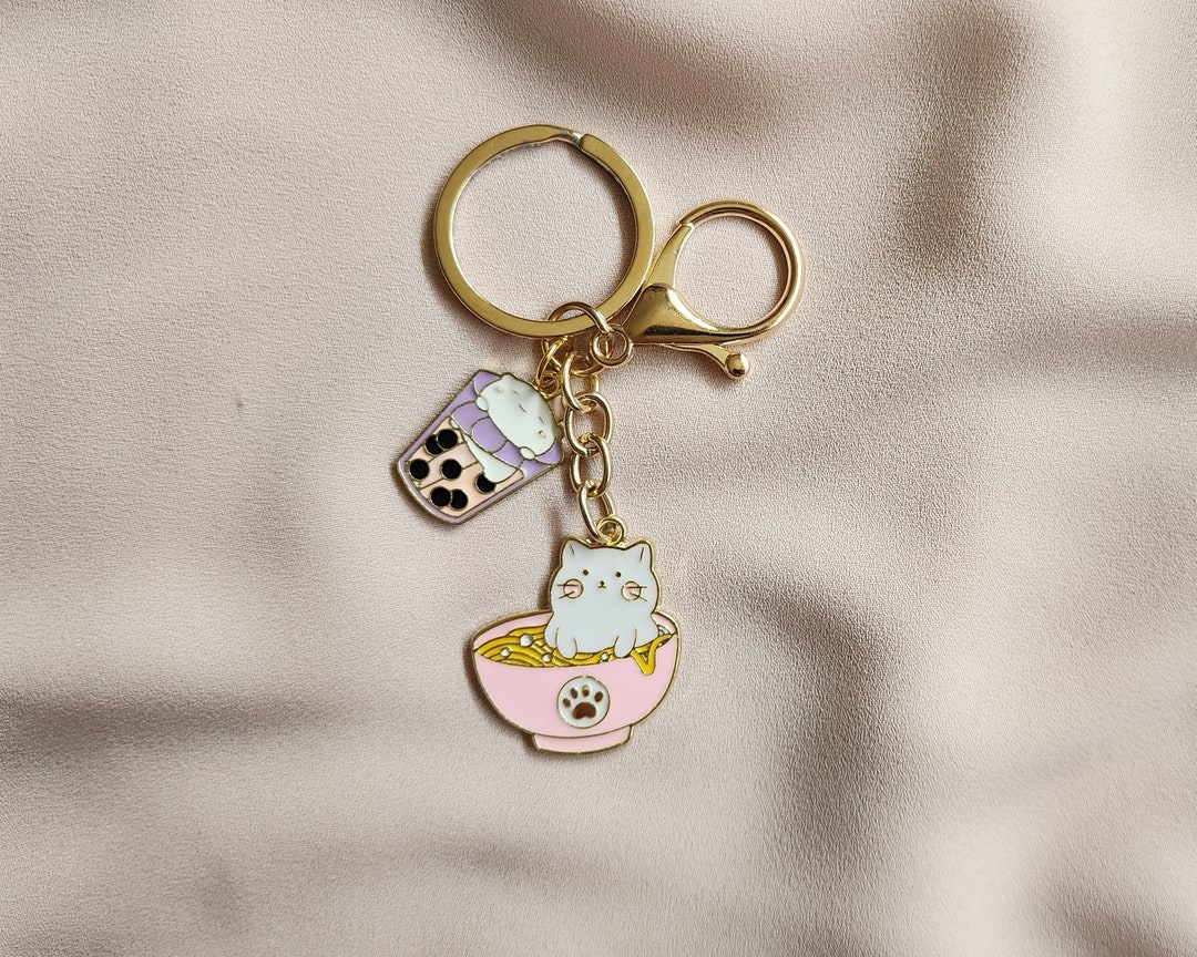 Cute Cat Charm/phone/boba/ramen/noodles/kitty/phone Charm/anime/pink