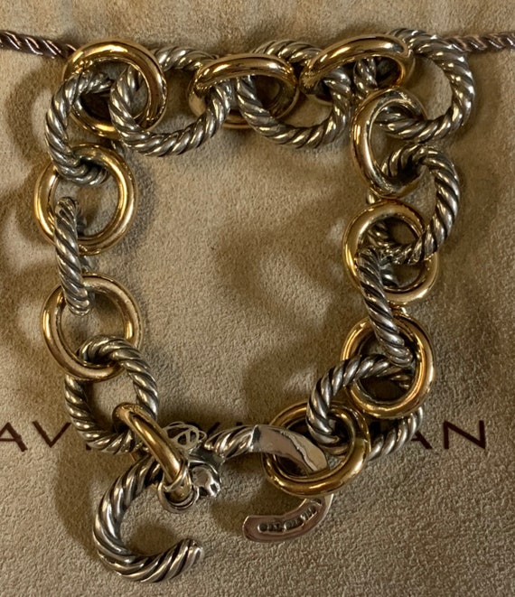 David Yurman Large Sterling Silver & 18K Gold Oval Link Necklace