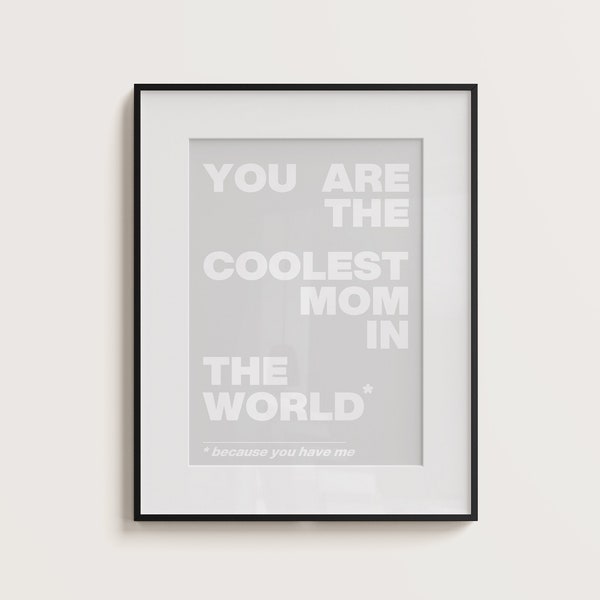 Limitiert, Print, Typo, Coolest Mom, Geschenk zum Muttertag, Wanddeko, minimalistisch, Typografie, Font, Wallart, moderne Kunst