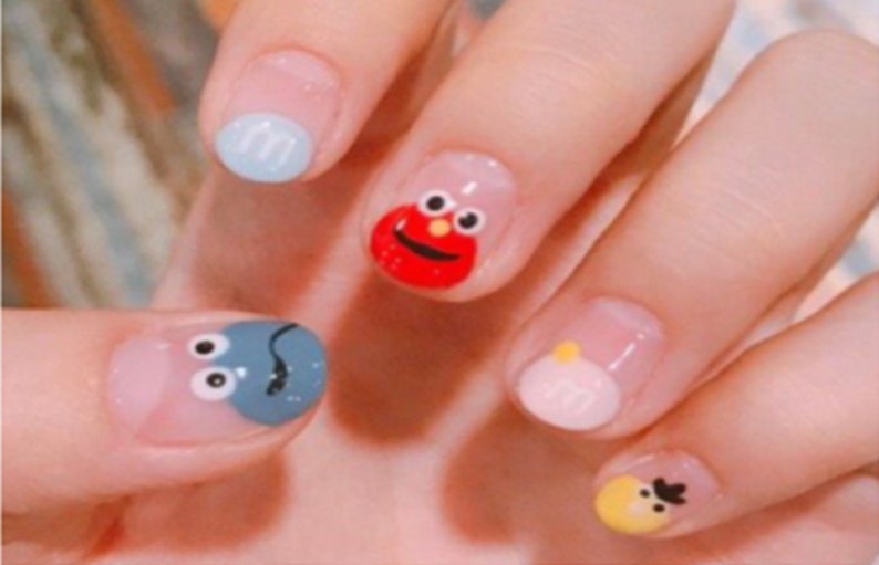 Sesame Street / Elmo, Cookie Monster and M&M / Fun Nail Stickers / 120 DIY Nail Stickers image 1