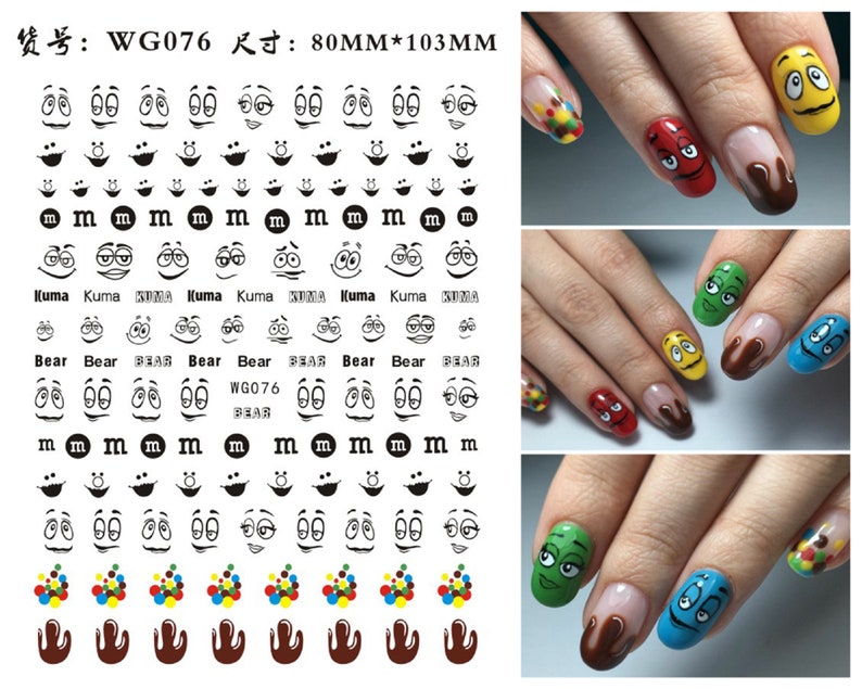 Sesame Street / Elmo, Cookie Monster and M&M / Fun Nail Stickers / 120 DIY Nail Stickers image 6