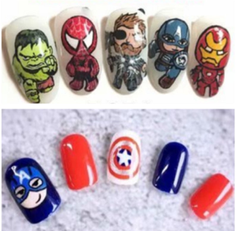 Avengers Marvel Nail Stickers / Set of 90 Nail Stickers / DIY Etsy