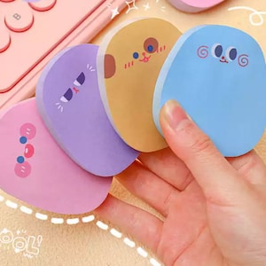 Silly Cute Expressions Sticky Notes / 60 sheets a Pad / Office School Personal Use / Bookmark / Page Index
