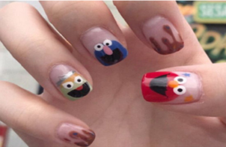 Sesame Street / Elmo, Cookie Monster and M&M / Fun Nail Stickers / 120 DIY Nail Stickers image 5