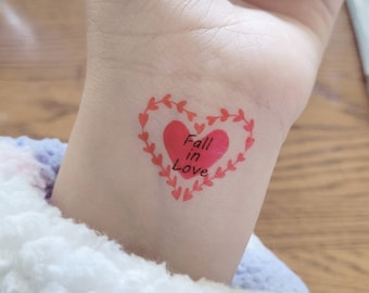Valentine’s Day Water Tattoos / Waterproof Temporary Adult & Kids Tattoos / Non-Toxic Kids Safe / Heart, Love / Party Favors / Unique Gift