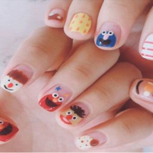 Sesame Street / Elmo, Cookie Monster and M&M / Fun Nail Stickers / 120 DIY Nail Stickers image 3