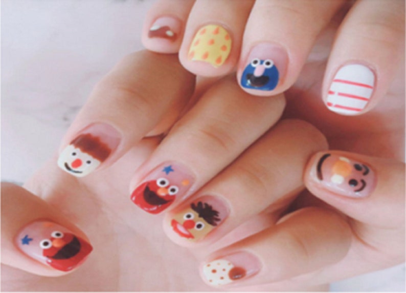 Sesame Street / Elmo, Cookie Monster and M&M / Fun Nail Stickers / 120 DIY Nail Stickers image 3