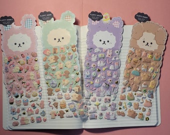 3D Fluffy Bear Rabbit Puppy Unico Stickers / Kawaii Deco Stickers for Planner Scrapbooking Journaling Laptop Phone / Unique Gift