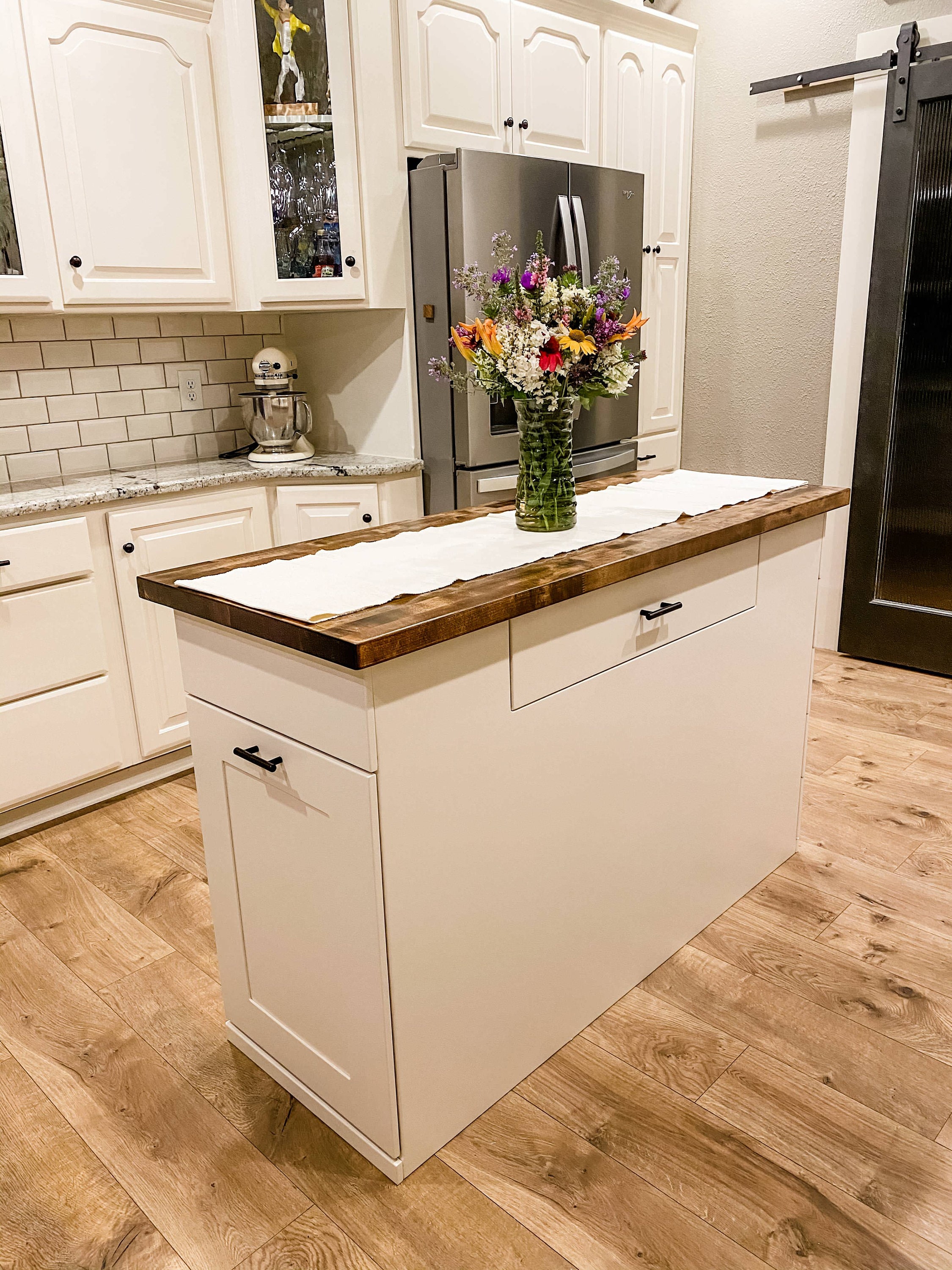Kitchen Island and Tilt out Trash Cabinet in White Etsy