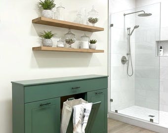 Tilt out laundry hamper | Laundry cabinet | Laundry sorter | Laundry bin | Double laundry hamper | Clothes hamper | Handmade | Green