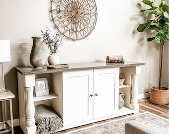 Console | TV Stand | Modern Farmhouse Furniture | Baluster Style | Credenza | Media Cabinet