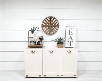 Triple tilt Out Trash, Kitchen Trash, Trash, Recycling in White