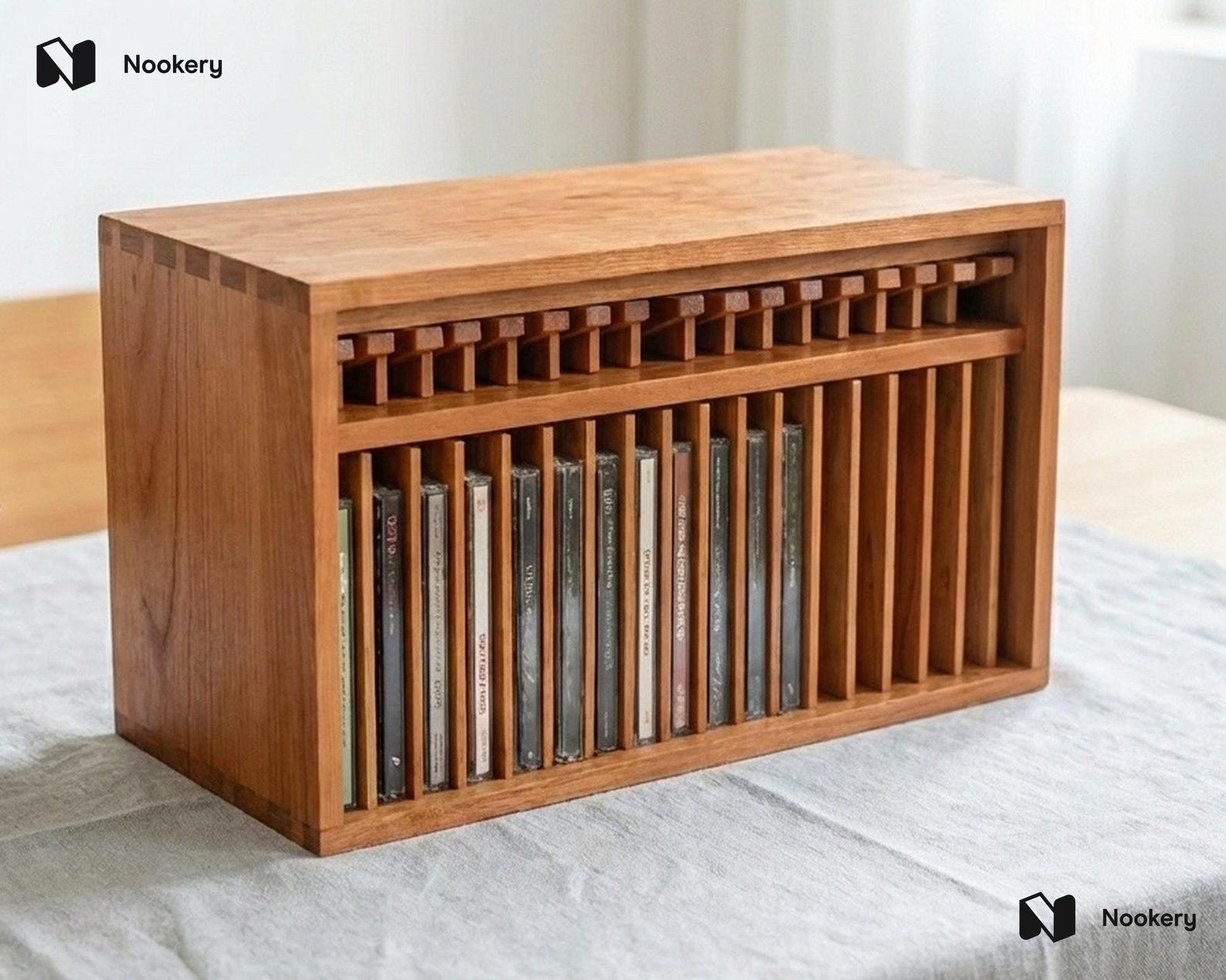 Handcrafted Pop-up Wooden CD & Game Cases Organizer Stackable Desktop ...