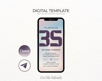 35th Birthday, 35th Birthday Invitation,  35th Birthday Invitation, Birthday Dinner Invite, Birthday Dinner Invitation Digital