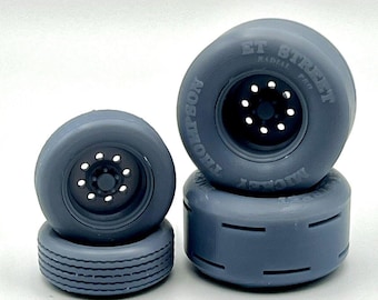 1:24 Scale Drag Racing "Weld" Style 3d Printed Wheel Set for Scale Modeling
