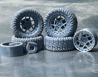 Off-Road Style 1/24, 1/25 Scale Resin 3d Printed Model Wheel Set