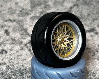 Juego de ruedas de coche estilo "copo de nieve" impresas en 3D en resina a escala 1/24