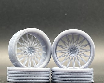 1:25 Scale Resin 26 Inch Model Car Wheel Set
