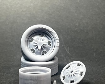 Resin Mag Wheels - Skala 1:24, 3D-utskriven modellbilshjulsats med förskjuten bredd