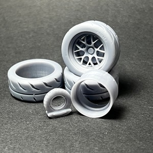 1:24 Scale 18in 4-Piece Resin 3D Printed Model Car Wheel Set