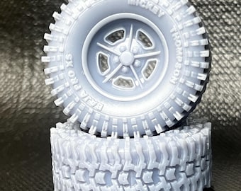 Off-Road “Rock Crawler” style 1/24, 1/25 Scale Resin 3d Printed Model Wheel Set