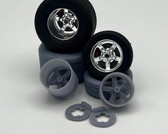 1:24 Scale 4-Piece Drag Racing "Weld Prostars" Style 3d Printed Wheel Set for Scale Modeling
