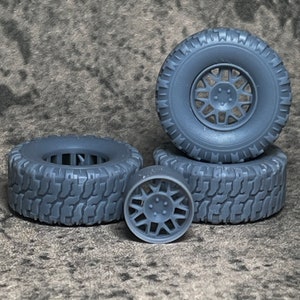 Off-Road “Super Swamper” style 1/24, 1/25 Scale Resin 3d Printed Model Wheel Set