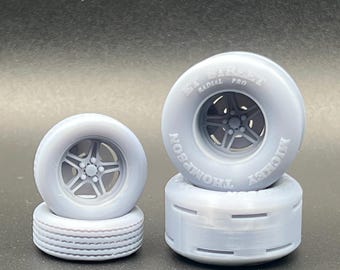 1:24 Scale Billet Specialties Street Lite Complete Wheel Set Resin 3D Printed