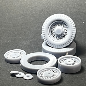 1:24 Scale 20in 3-piece “Rat-Rod” Resin 3d Printed Model Car Wheel Set