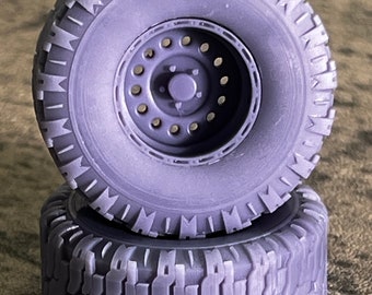 Off-Road “Super Swamper” style 1/24, 1/25 Scale Resin 3d Printed Model Wheel Set