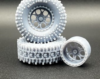 Off-Road “Rock Crawler” style 1/24, 1/25 Scale Resin 3d Printed Model Wheel Set