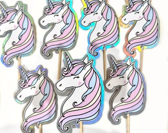 Unicorn Cupcake Toppers, Pastel Unicorn Cupcake Toppers, Unicorn Party Decor, Unicorn Party
