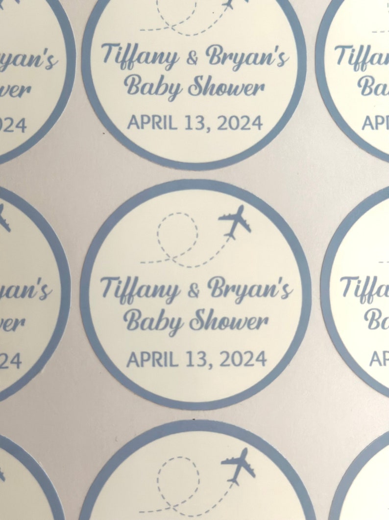 12 Airplane Theme Stickers, Airplane Baby Shower, Blue Airplane Party ...